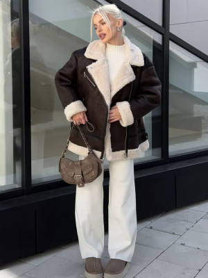 Теплая женская дубленка GN-A1193T1000