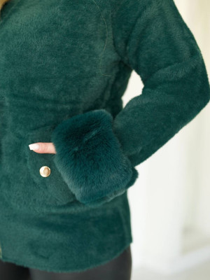 Шубка альпака с меховыми манжетами MAX-A9046T1250