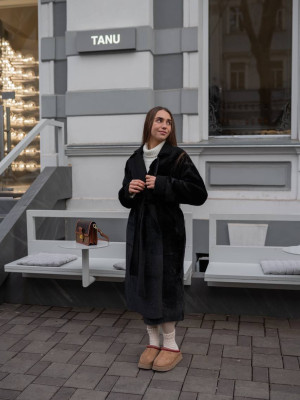 Замшевая дубленка на запах YM-A5862.22T50