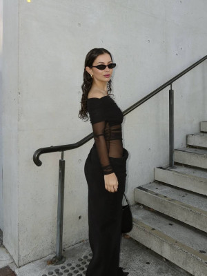 Макси-платье с открытыми плечами LK-A359T550