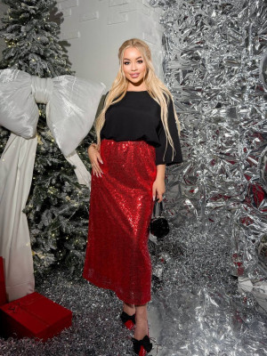 Нарядная юбка на трикотажной подкладке ANK-A7023.1T350