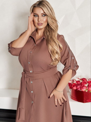 Платье-рубашка со стразами VOJ-A1046T720