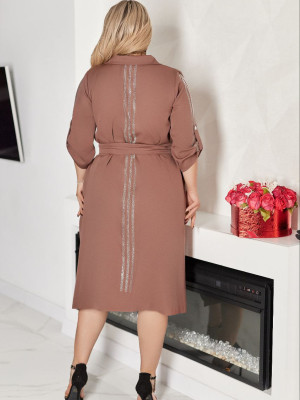 Платье-рубашка со стразами VOJ-A1046T720