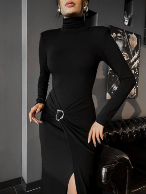 Платье гольф с разрезом по ножке YLM-A603T480