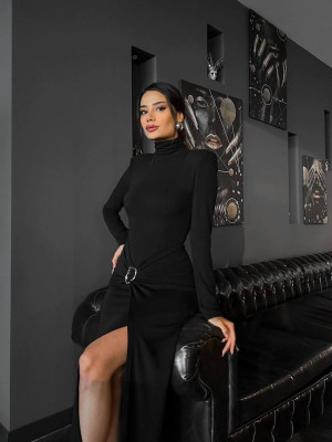 Платье гольф с разрезом по ножке YLM-A603T480