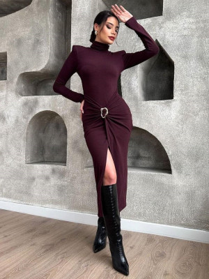 Платье гольф с разрезом по ножке YLM-A603T480