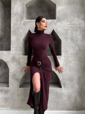 Платье гольф с разрезом по ножке YLM-A603T480