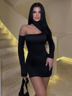 Платье с открытым плечом и спинкой YLM-A651T350