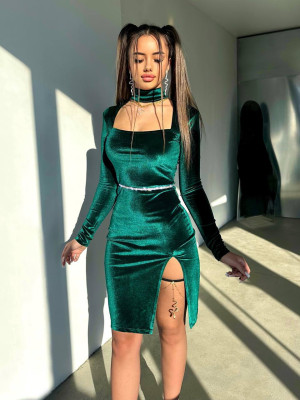 Бархатное мини платье YLM-A612T480