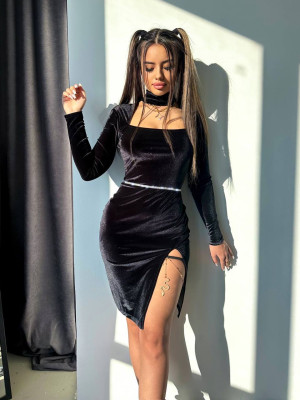 Бархатное мини платье YLM-A612T480