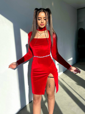 Бархатное мини платье YLM-A612T480