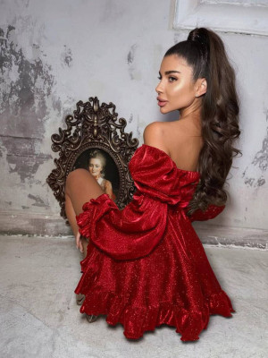 Нарядное люрексовое платье YLM-A655T560