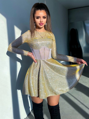 Люрексовое блестящее платье YLM-A533T520