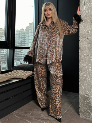 Брючный костюм со съемными перьями YM-A05782.17T27