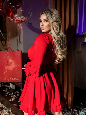 Платье с рюшами и сборкой по груди INS-A008T780