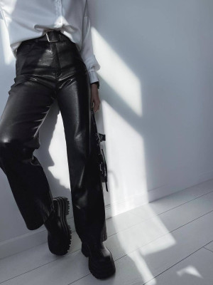 Кожаные штаны на флисе DMP-A1567T340