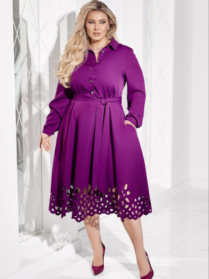 Платье-рубашка с лазерной резкой VOJ-A1063T650