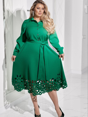 Платье-рубашка с лазерной резкой VOJ-A1063T650