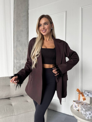 Пиджак с перьями на рукавах ANA-A1709T17