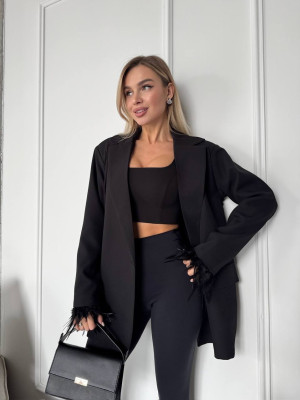 Пиджак с перьями на рукавах ANA-A1709T17