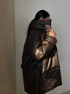 Теплая куртка из экокожи DMP-P4085T820