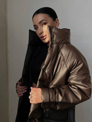 Теплая куртка из экокожи DMP-P4085T820