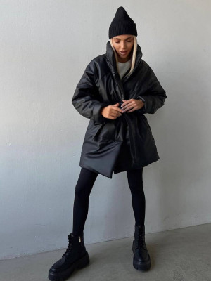 Теплая куртка из экокожи DMP-P4085T820