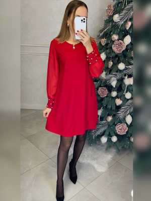 Платье с бусинами на рукавах AMU-A1518T399