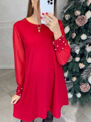 Платье с бусинами на рукавах AMU-A1518T399