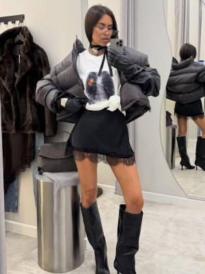 Шелковая юбка с кружевом KC-A3359T299