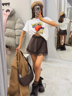 Шелковая юбка с кружевом KC-A3359T299