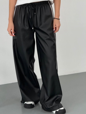 Кожаные объемные штаны на флисе DMP-R1852T350