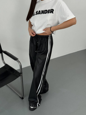 Кожаные объемные штаны на флисе DMP-R1852T350