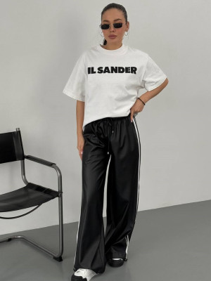 Кожаные объемные штаны на флисе DMP-R1852T350