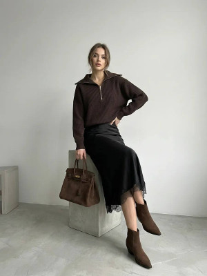 Длинная юбка с кружевом AMU-A955T399