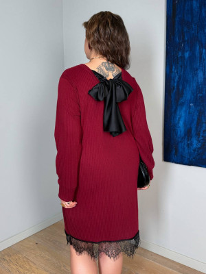 Велюровое платье с кружевом MA-N2157T550