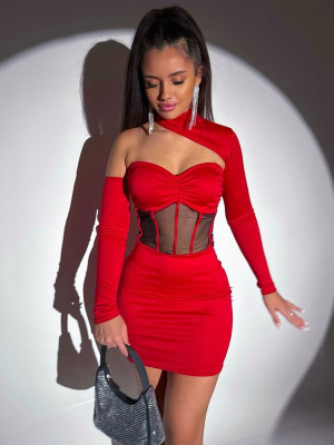 Платье с корсетной вставкой YLM-A657T380