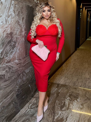 Платье с кружевным лифом VW-A1636T605