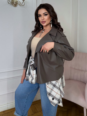 Кожаная оверсайз косуха OLI-A1461T1000