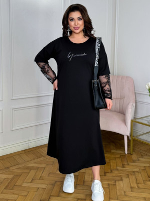 Комбинированное платье с кружевом ZP-A1341T570