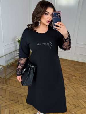 Комбинированное платье с кружевом ZP-A1341T570