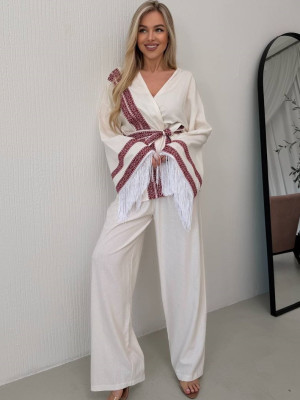 Костюм с вышивкой и бахрамой SOL-A3037T1050