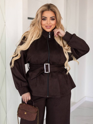 Замшевый жакет с поясом EY-A748T15B17