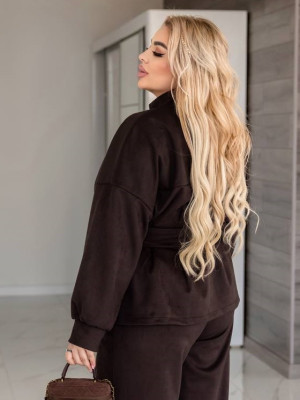 Замшевый жакет с поясом EY-A748T15B17