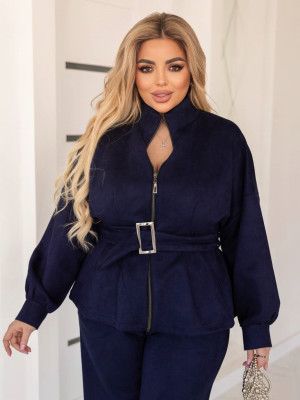 Замшевый жакет с поясом EY-A748T15B17