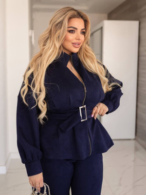 Замшевый жакет с поясом EY-A748T15B17