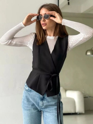 Жилетка на запах с поясом KC-A3339T399