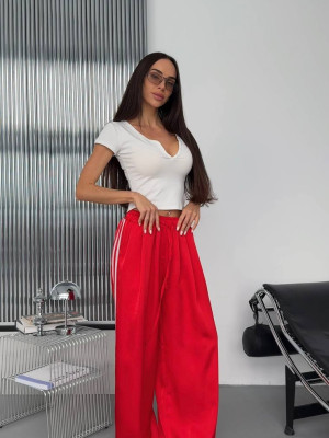 Шелковые брюки с лампасами JW-A421T499