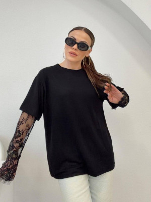 Футболка с кружевными рукавами DAD-A252T450