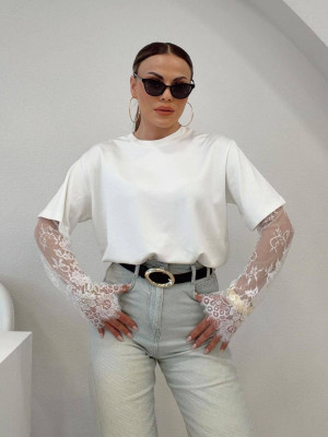 Футболка с кружевными рукавами DAD-A252T450